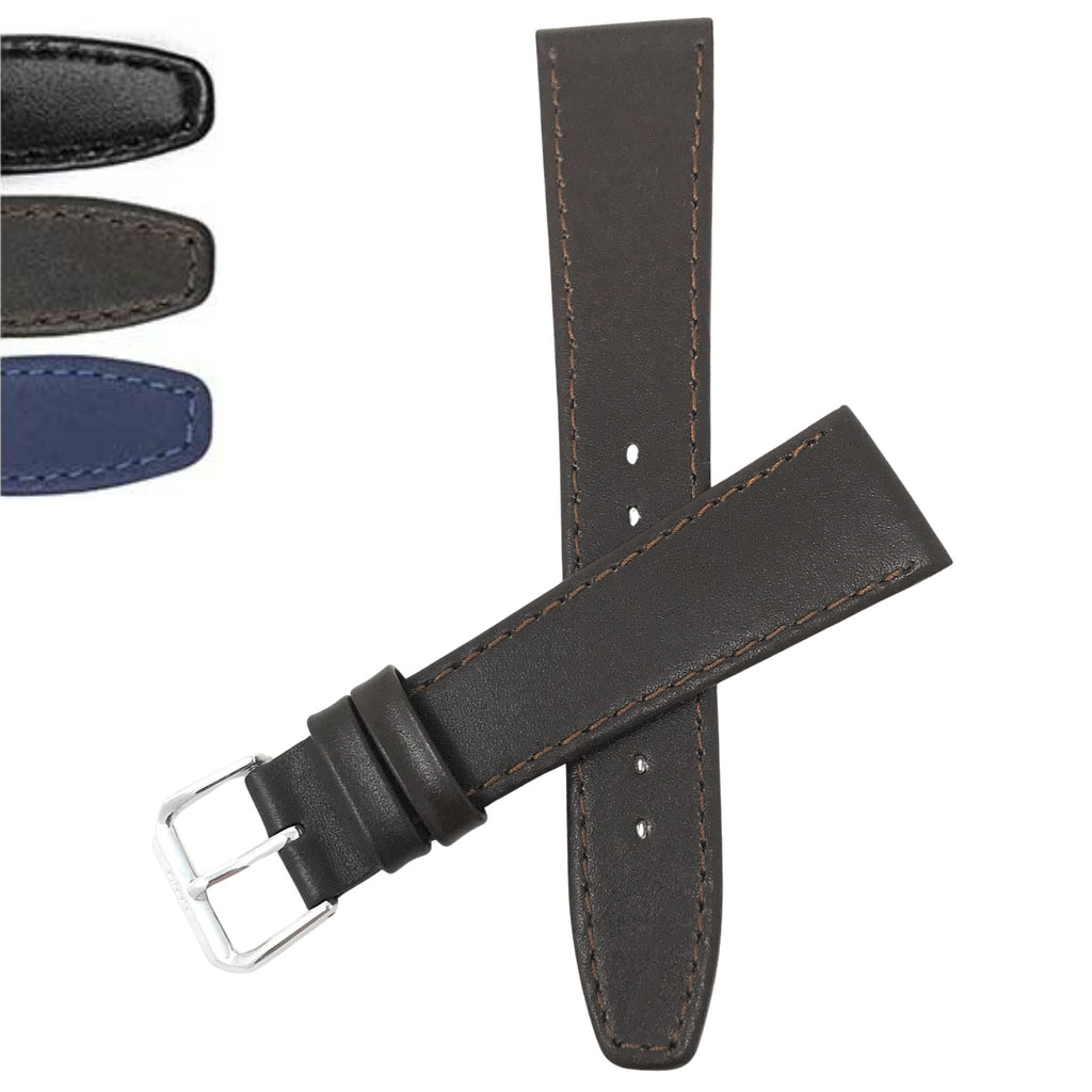 Bandini Thin Leather Classic Watch Band for Men, Women, 10mm to 24mm