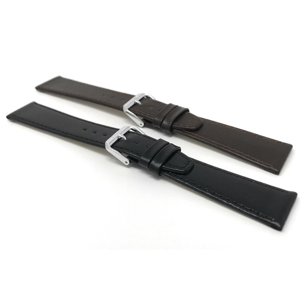 Bandini Thin Leather Classic Watch Band for Men, Women, 10mm to 24mm