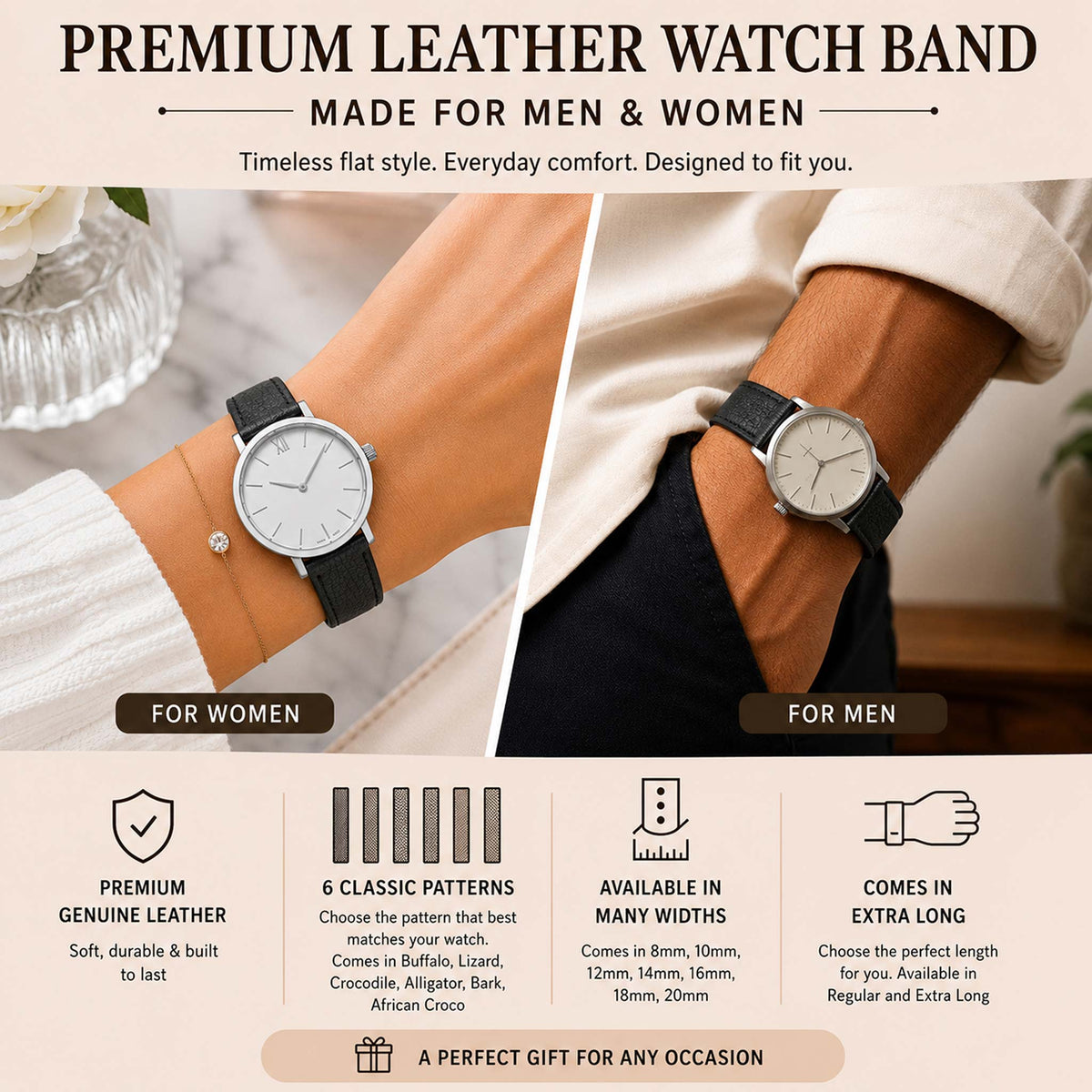 Bandini Leather Watch Band – 10mm 12mm 14mm 16mm 18mm 20mm 22mm 24mm