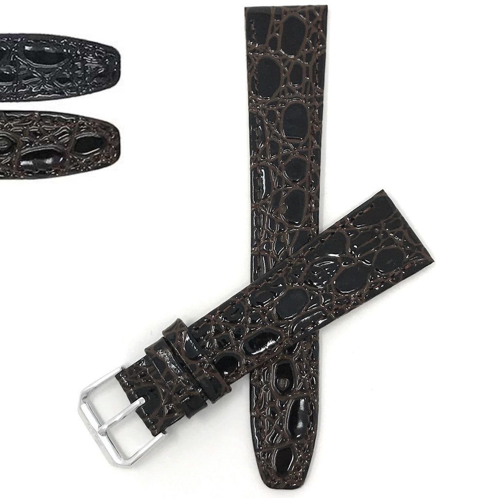 Bandini Leather Crocodile Pattern Watch Band – 10mm 12mm 14mm 16mm 18mm 20mm