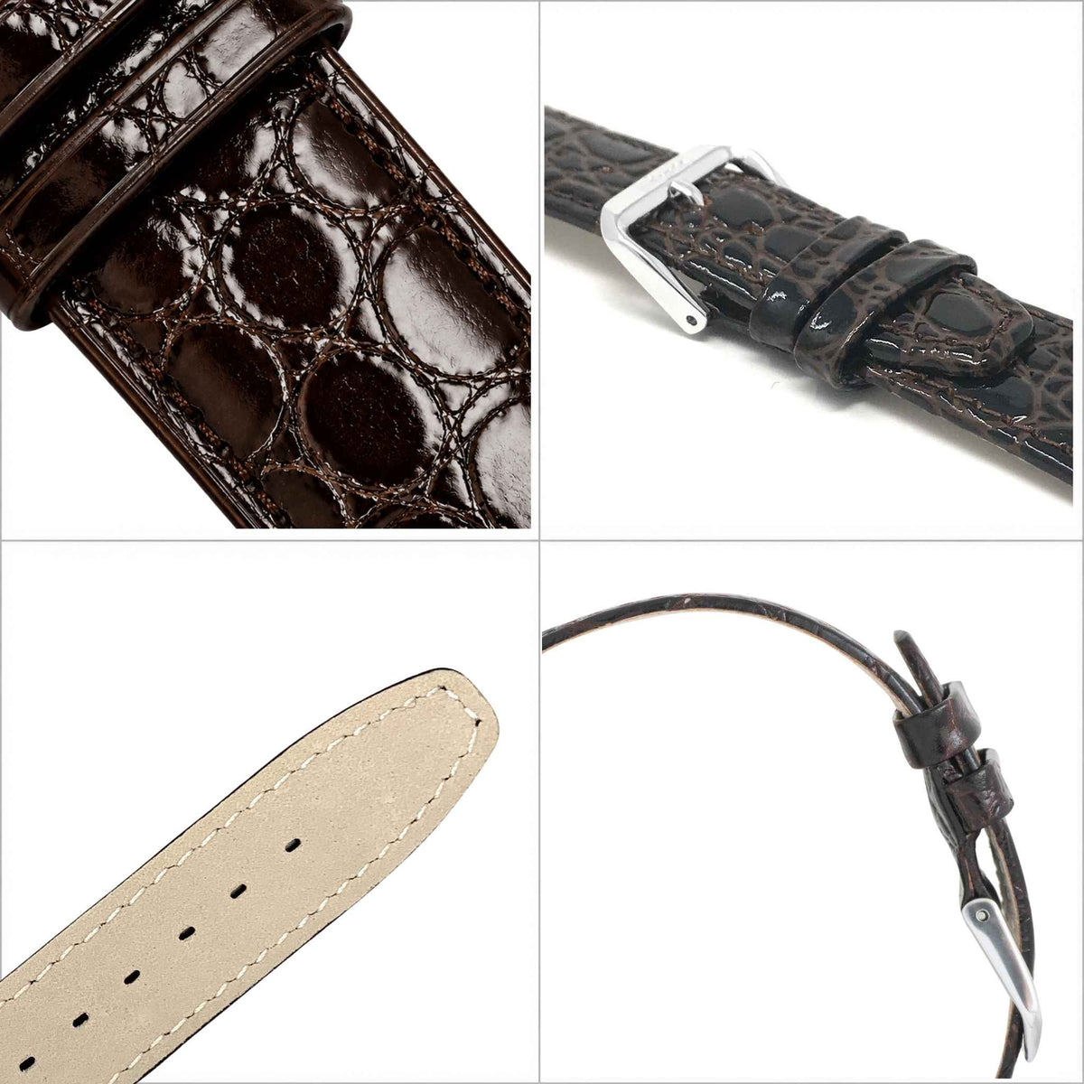 Bandini Leather Crocodile Pattern Watch Band – 10mm 12mm 14mm 16mm 18mm 20mm