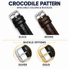 Bandini Leather Crocodile Pattern Watch Band – 10mm 12mm 14mm 16mm 18mm 20mm