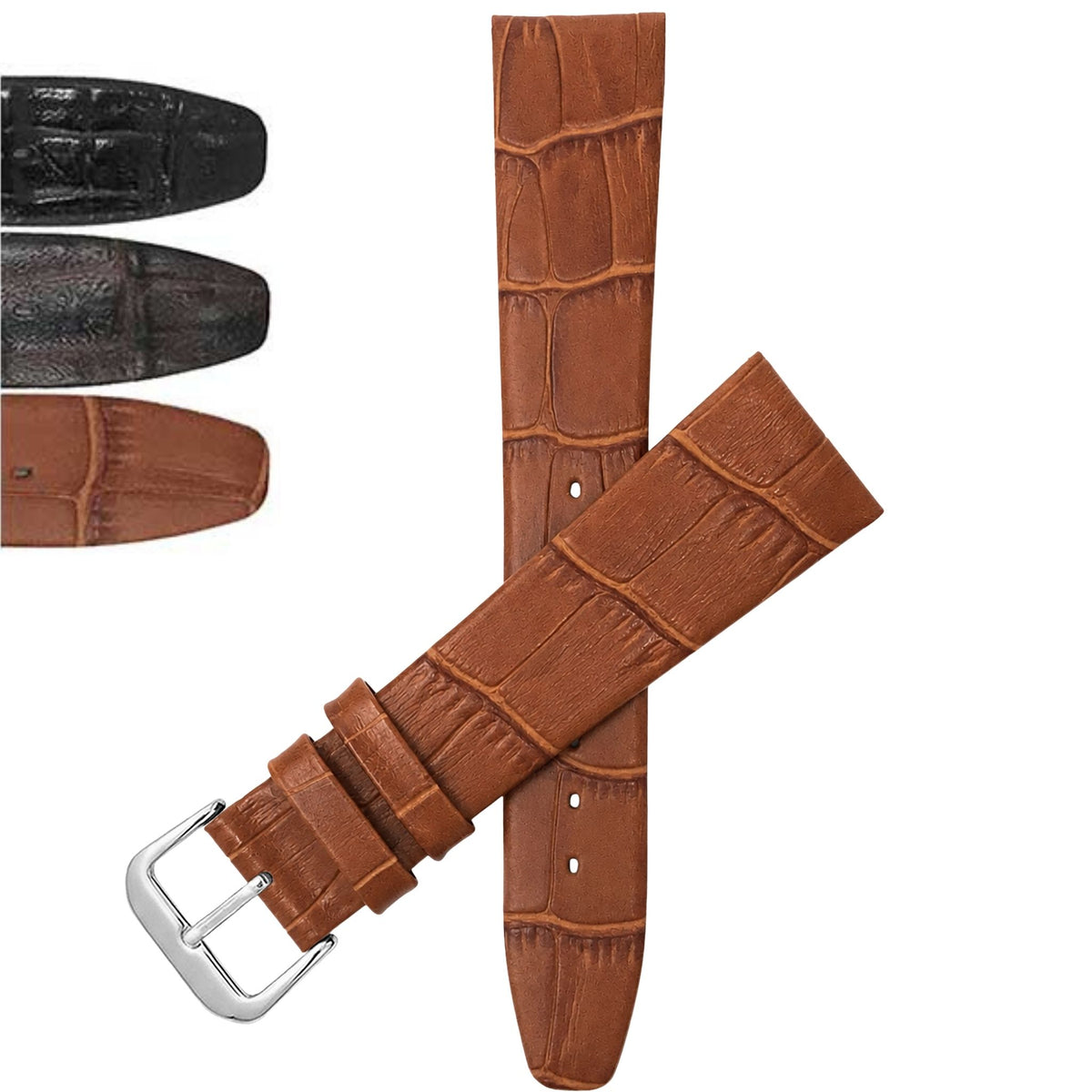 Bandini Leather Alligator Pattern Watch Band – 10mm 12mm 14mm 16mm 18mm 20mm