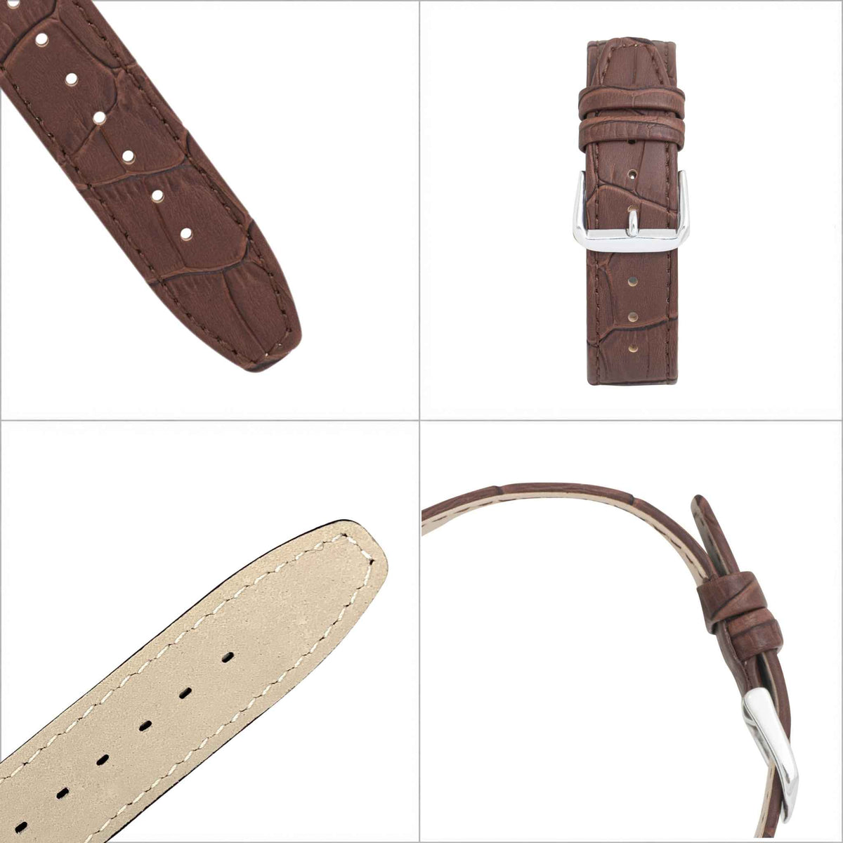 Bandini Leather Alligator Pattern Watch Band – 10mm 12mm 14mm 16mm 18mm 20mm