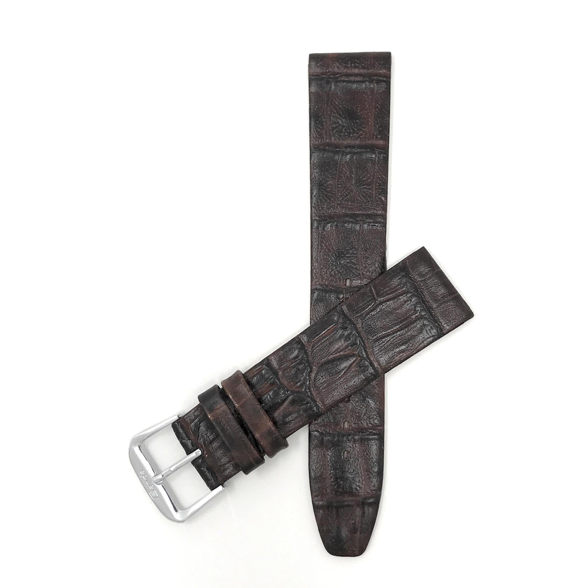 Bandini Leather Alligator Pattern Watch Band – 10mm 12mm 14mm 16mm 18mm 20mm