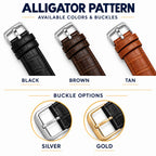 Bandini Leather Alligator Pattern Watch Band – 10mm 12mm 14mm 16mm 18mm 20mm