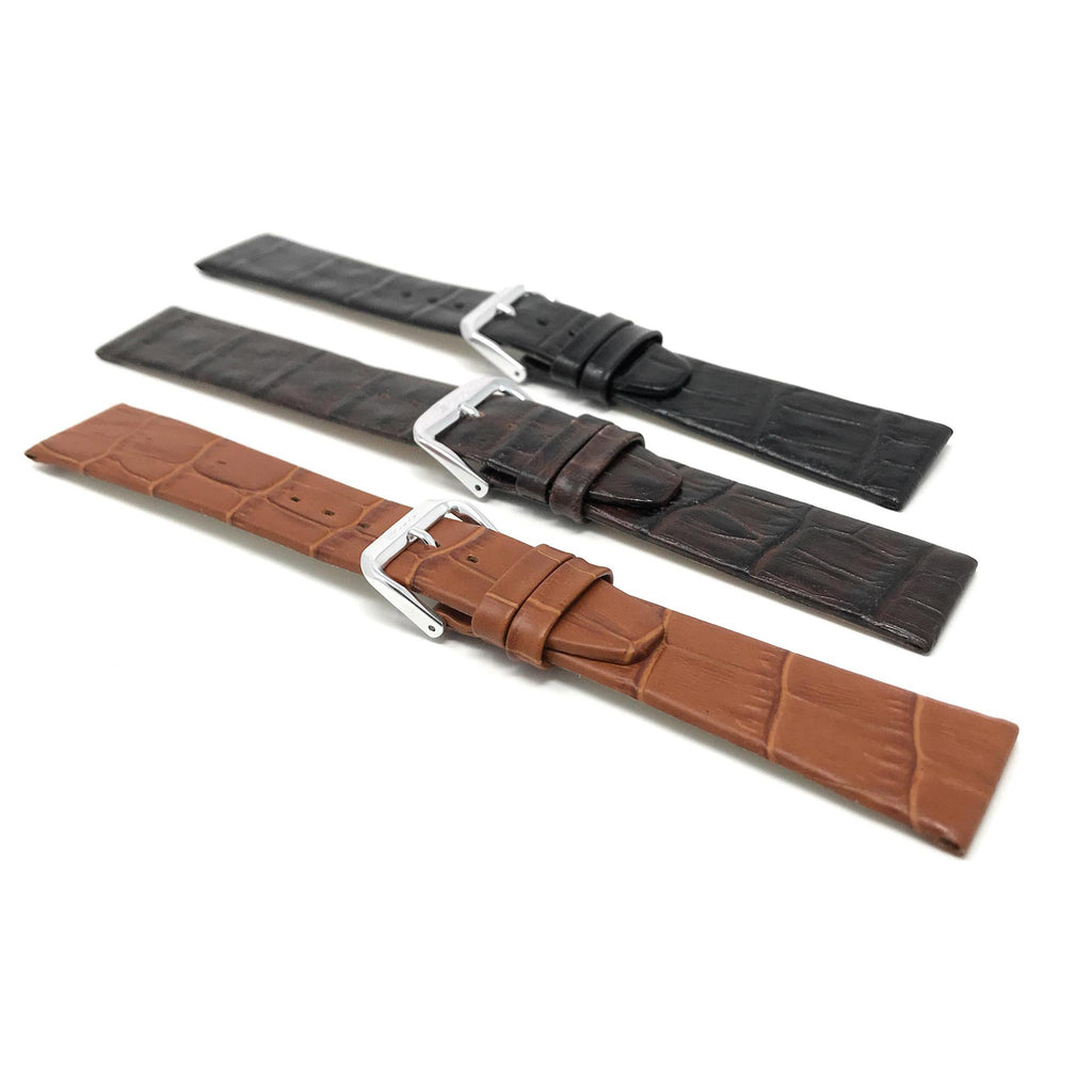 Bandini Leather Alligator Pattern Watch Band – 10mm 12mm 14mm 16mm 18mm 20mm