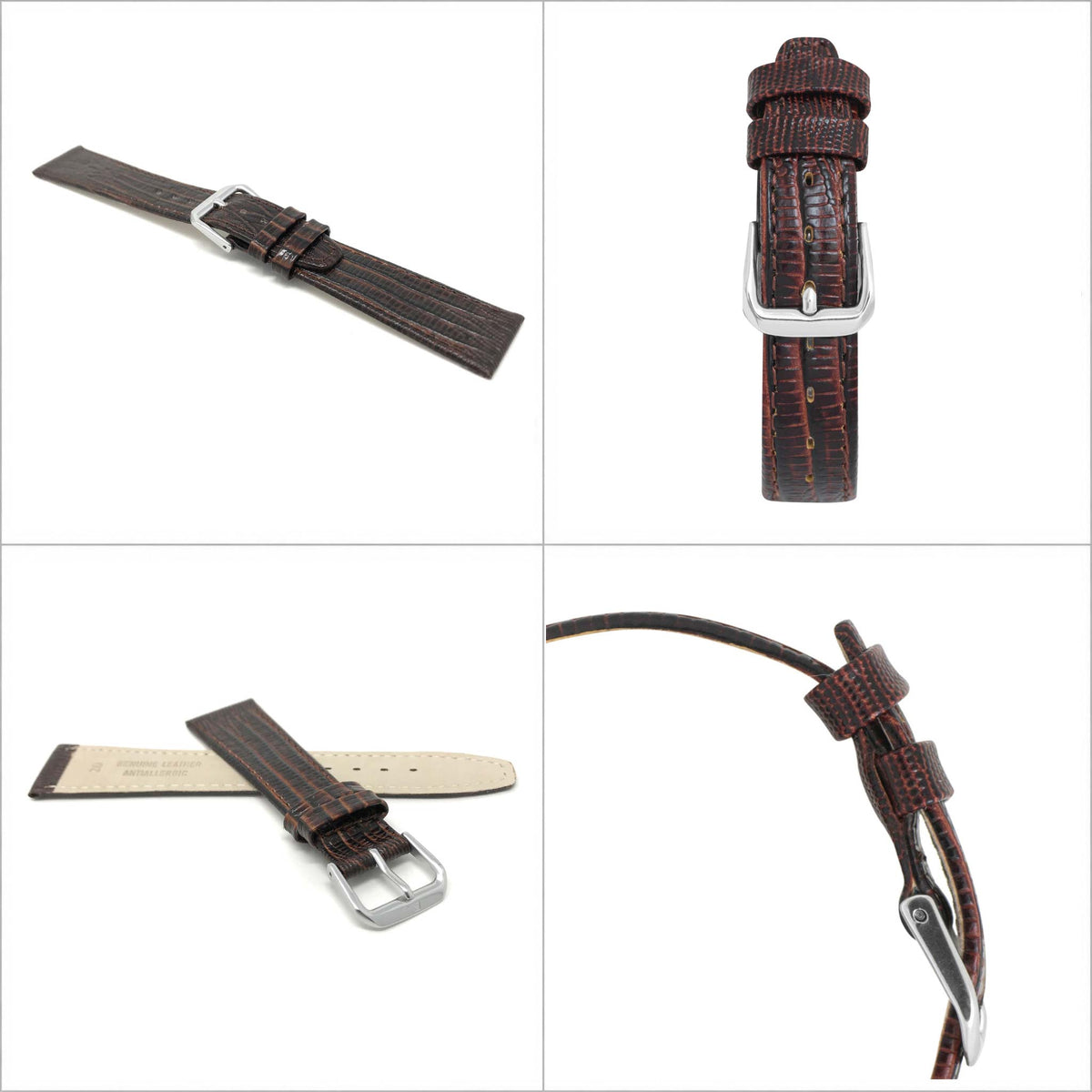 Bandini Classic Leather Lizard Pattern Watch Band for Men, Women, 10mm to 20mm
