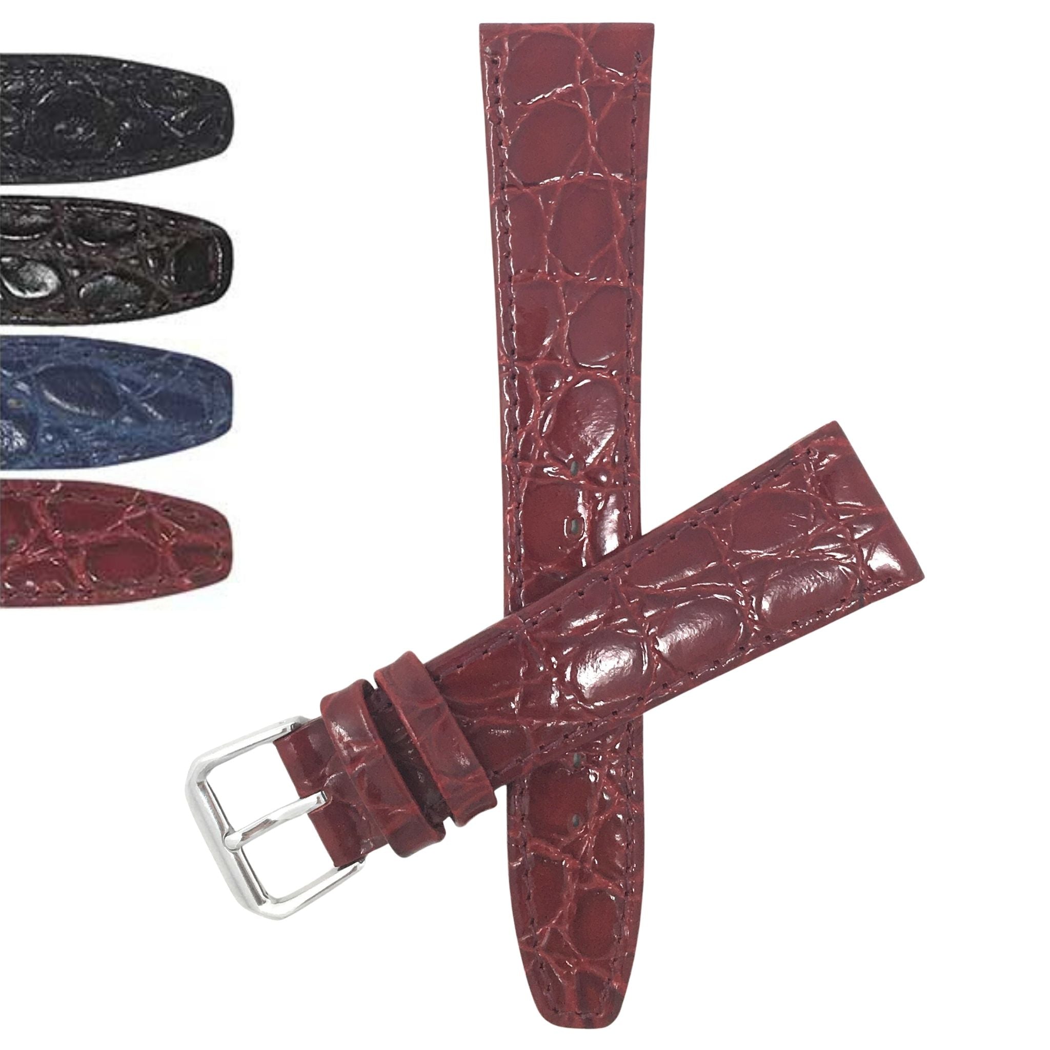 Bandini Leather Crocodile Pattern Watch Band – 10mm 12mm 14mm 16mm 18mm 20mm