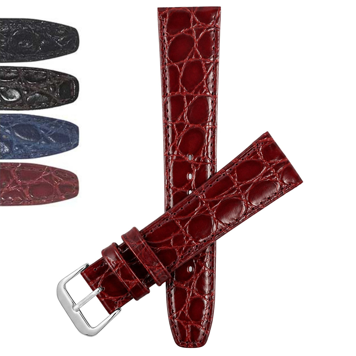 Bandini Leather Crocodile Pattern Watch Band – 10mm 12mm 14mm 16mm 18mm 20mm