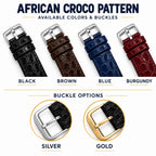 Bandini Leather Crocodile Pattern Watch Band – 10mm 12mm 14mm 16mm 18mm 20mm
