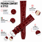 Bandini Leather Crocodile Pattern Watch Band – 10mm 12mm 14mm 16mm 18mm 20mm