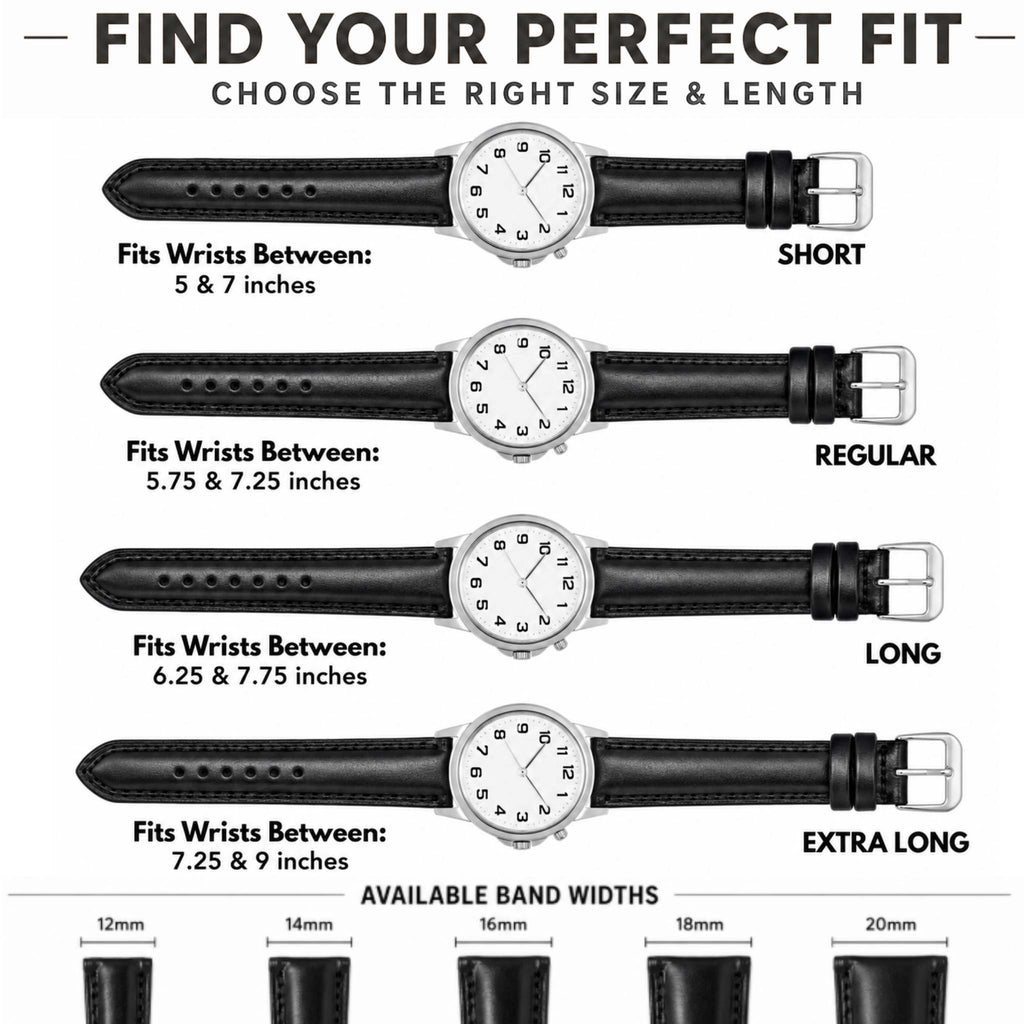 Bandini Leather Classic Watch Band - Short, Standard, Long, Extra Long