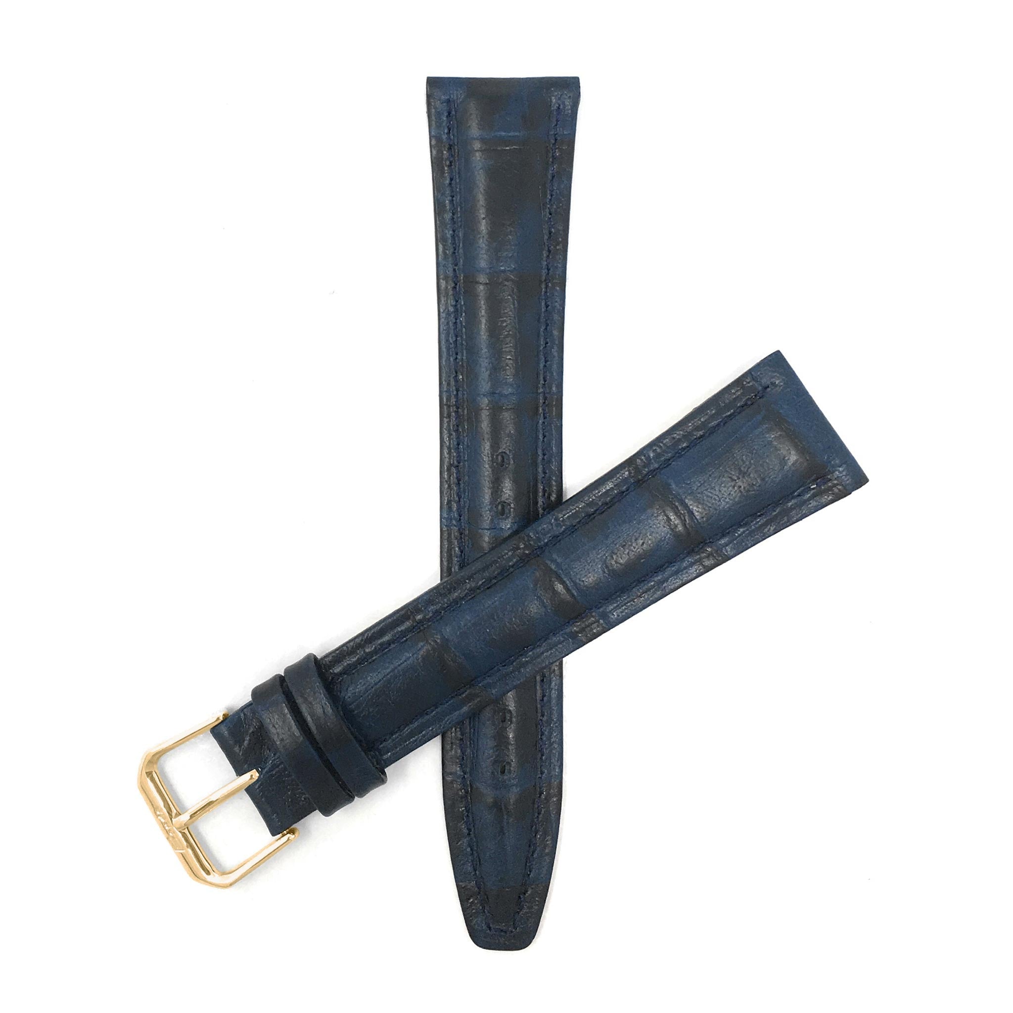 Bandini Extra Long (XL) Leather Watch Band, Alligator Pattern Strap - 12mm to 20mm