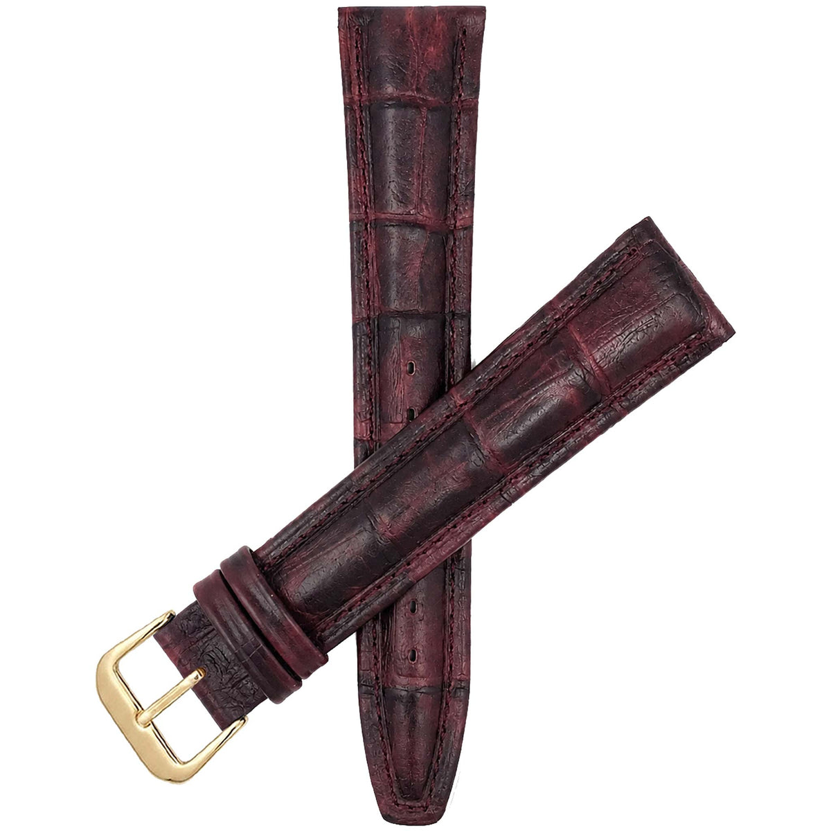 Bandini Extra Long (XL) Leather Watch Band, Alligator Pattern Strap - 12mm to 20mm