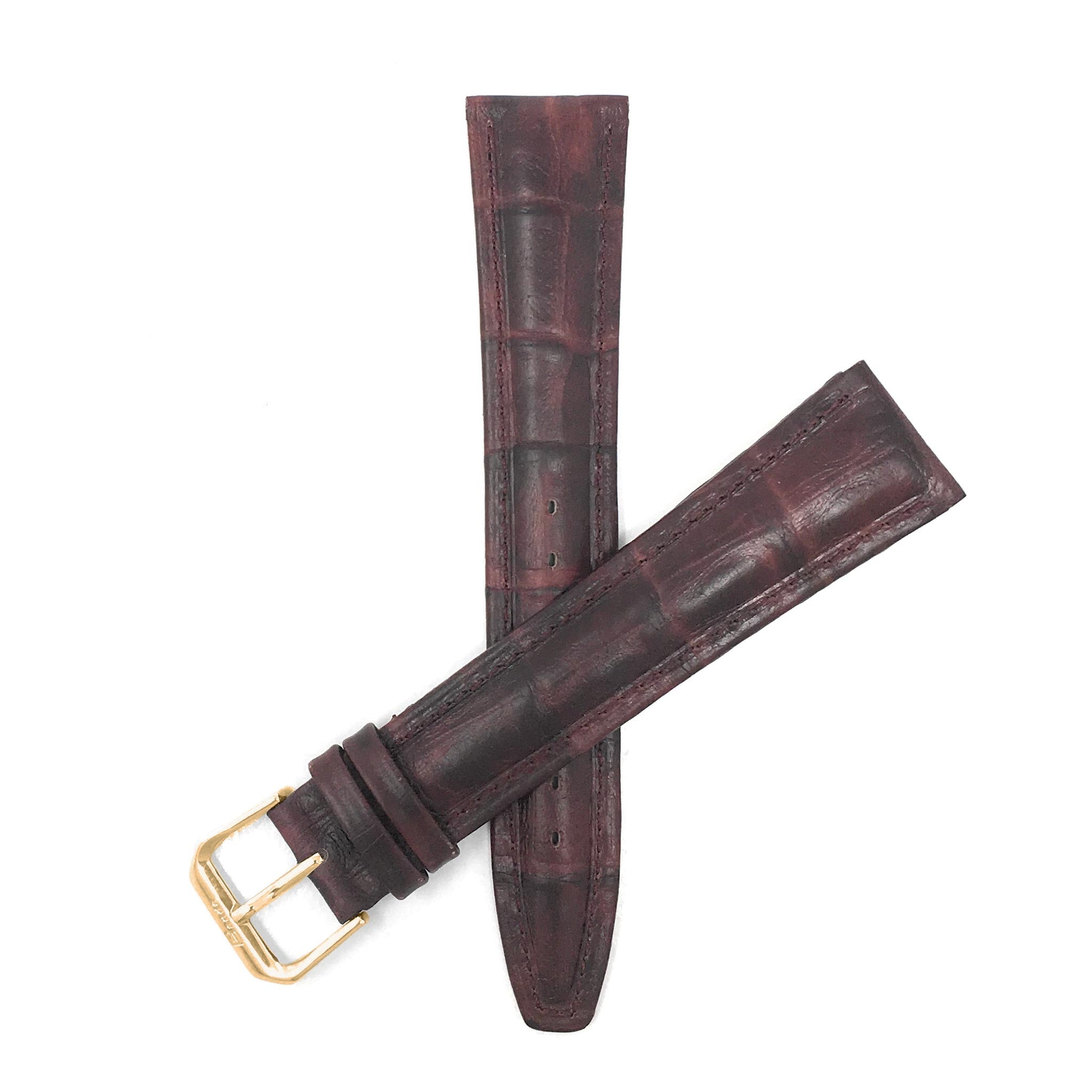 Bandini Extra Long (XL) Leather Watch Band, Alligator Pattern Strap - 12mm to 20mm