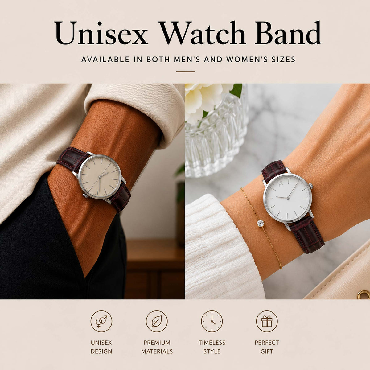 Bandini Extra Long (XL) Leather Watch Band, Alligator Pattern Strap - 12mm to 20mm