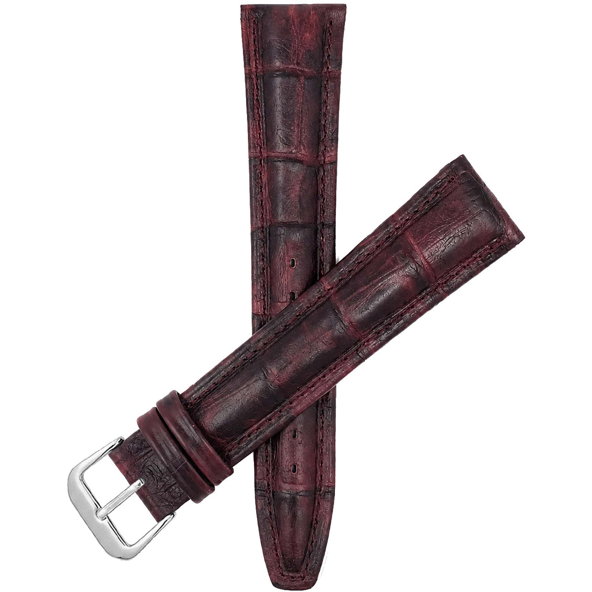 Bandini Extra Long (XL) Leather Watch Band, Alligator Pattern Strap - 12mm to 20mm