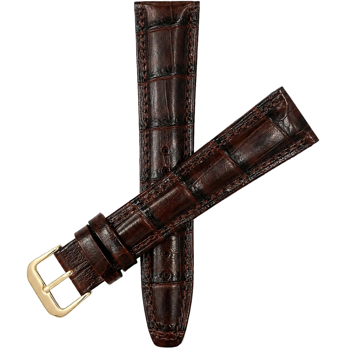 Bandini Extra Long (XL) Leather Watch Band, Alligator Pattern Strap - 12mm to 20mm