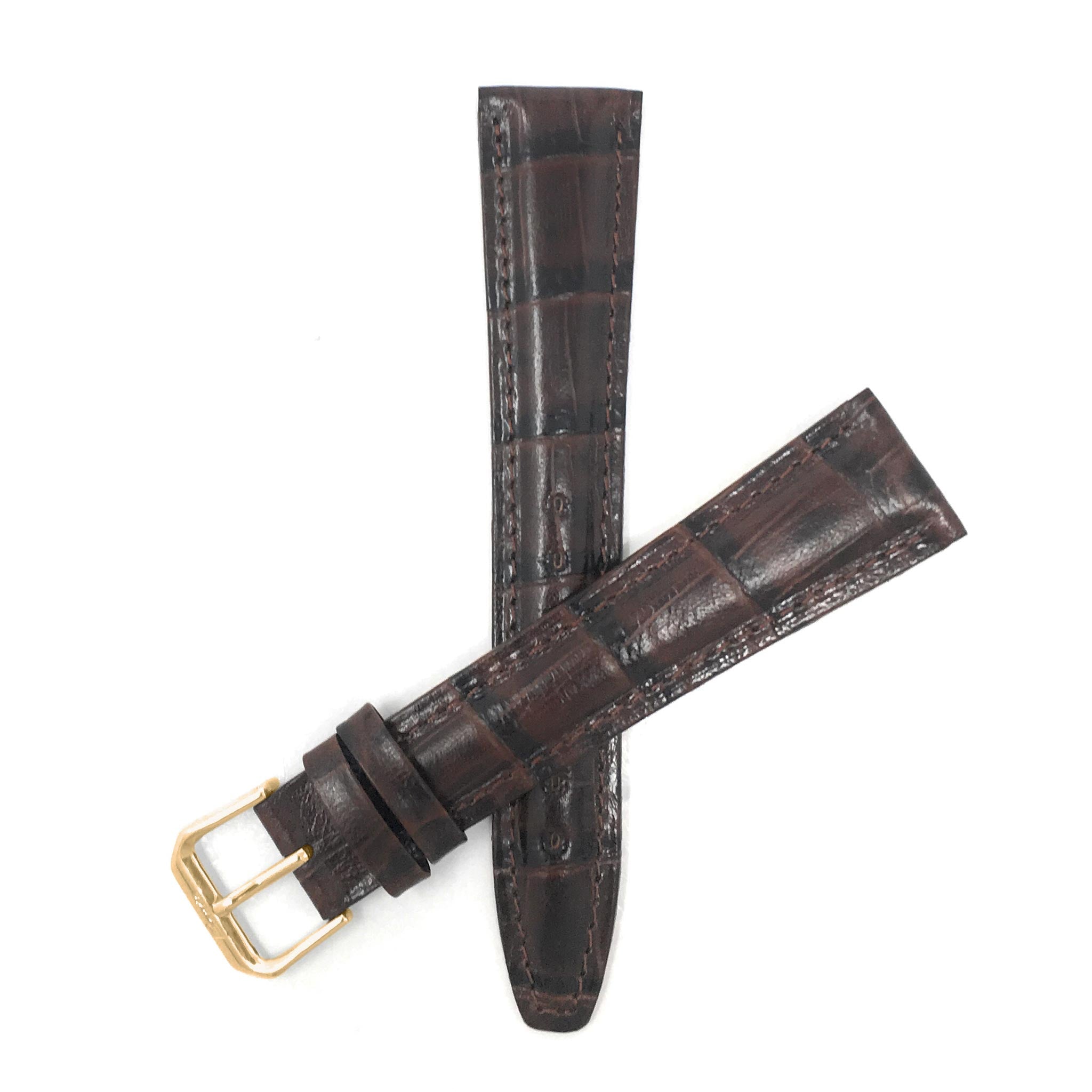 Bandini Extra Long (XL) Leather Watch Band, Alligator Pattern Strap - 12mm to 20mm