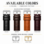Bandini Extra Long (XL) Leather Watch Band, Alligator Pattern Strap - 12mm to 20mm