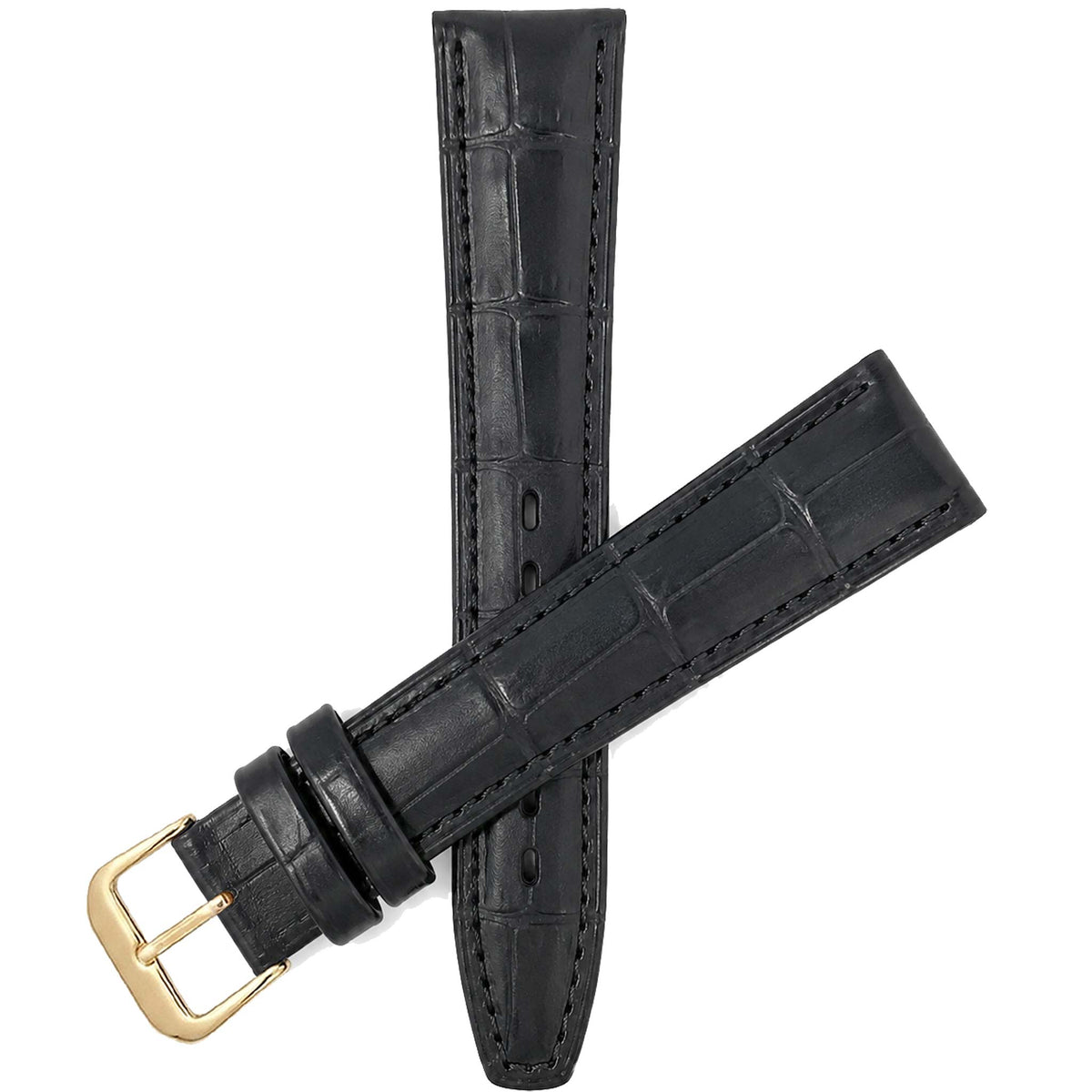 Bandini Extra Long (XL) Leather Watch Band, Alligator Pattern Strap - 12mm to 20mm