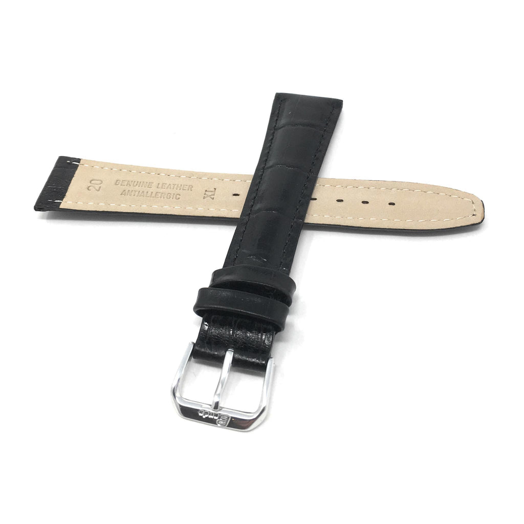 Bandini Extra Long (XL) Leather Watch Band, Alligator Pattern Strap - 12mm to 20mm