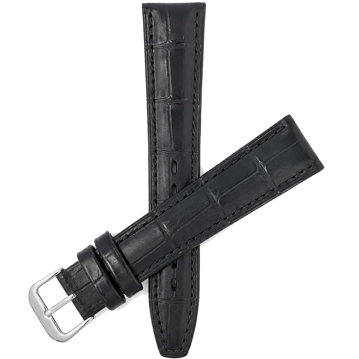 Bandini Extra Long (XL) Leather Watch Band, Alligator Pattern Strap - 12mm to 20mm