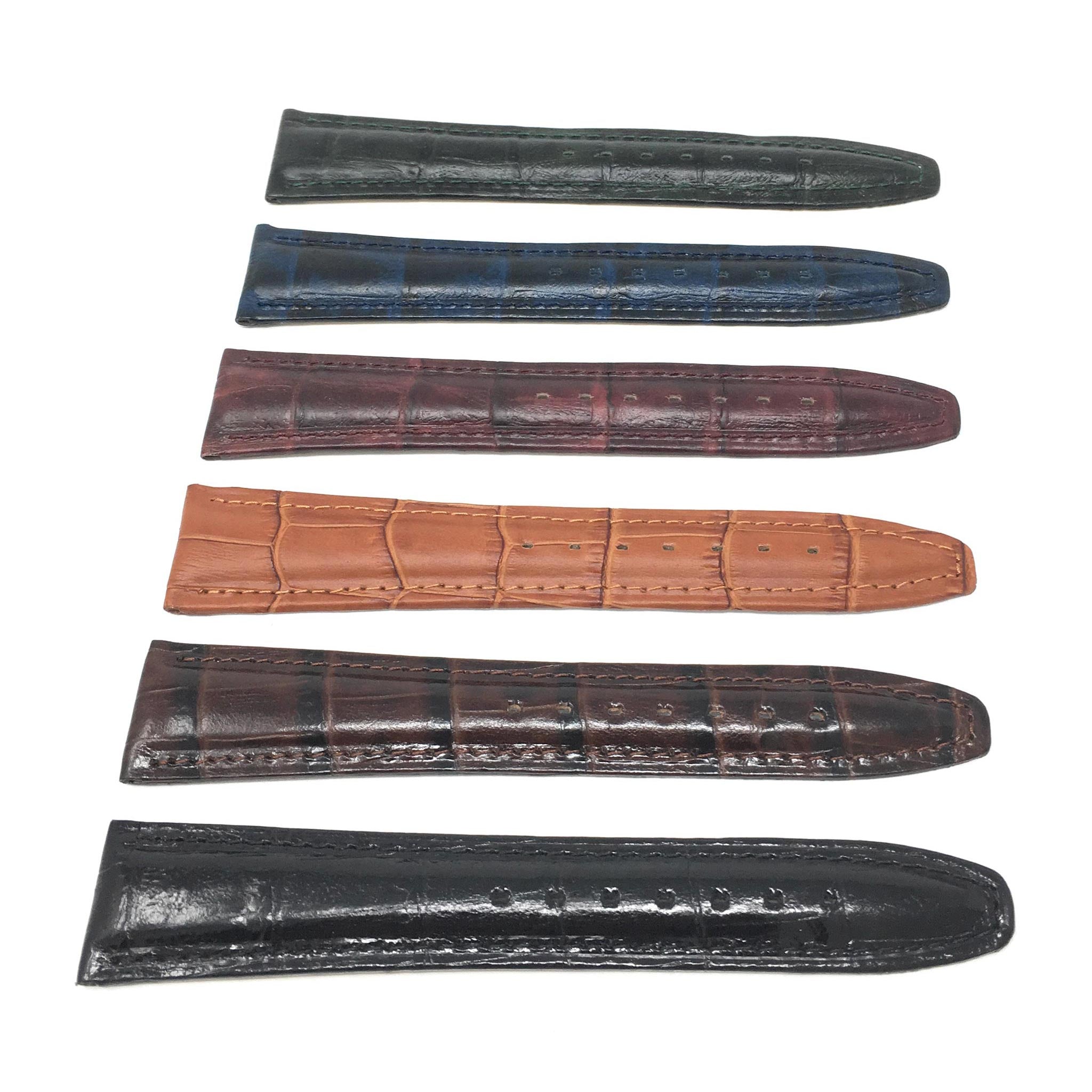 Bandini Extra Long (XL) Leather Watch Band, Alligator Pattern Strap - 12mm to 20mm