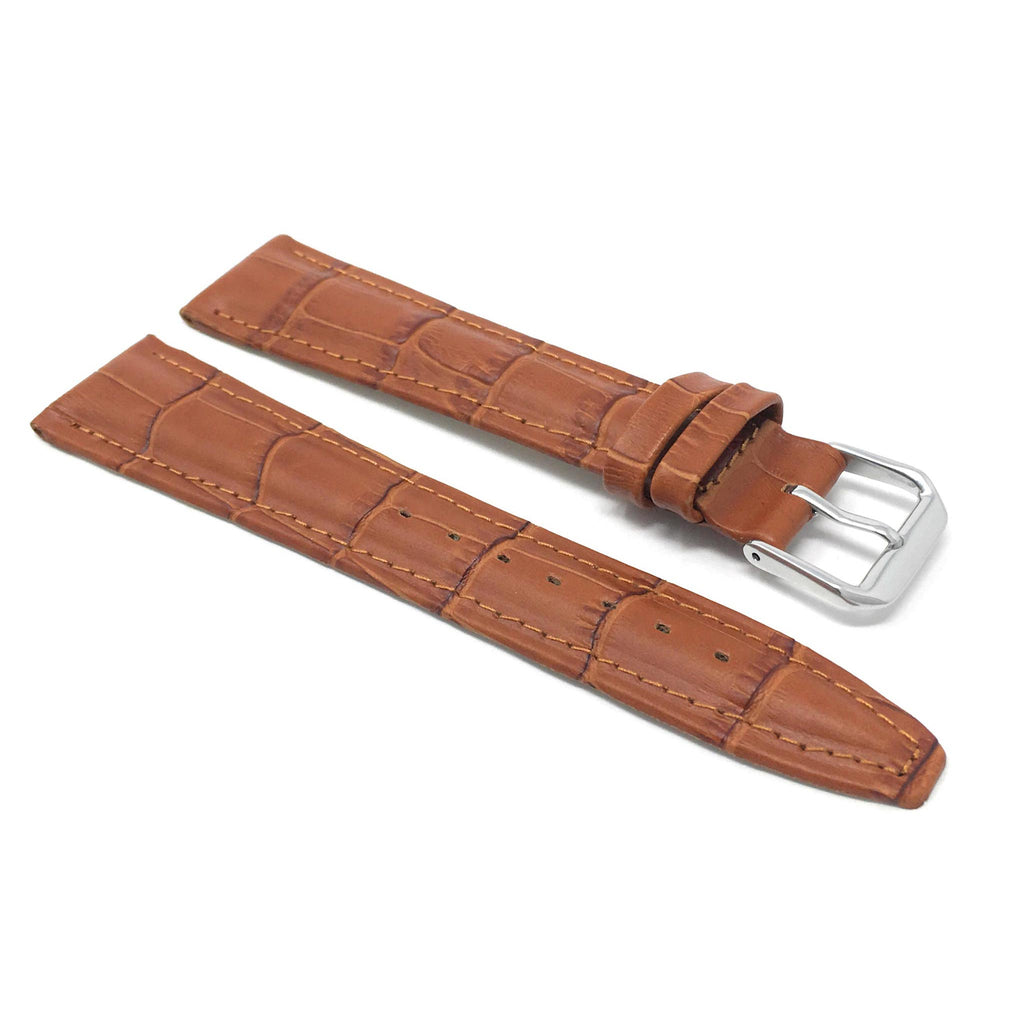 Bandini Extra Long (XL) Leather Watch Band, Alligator Pattern Strap - 12mm to 20mm