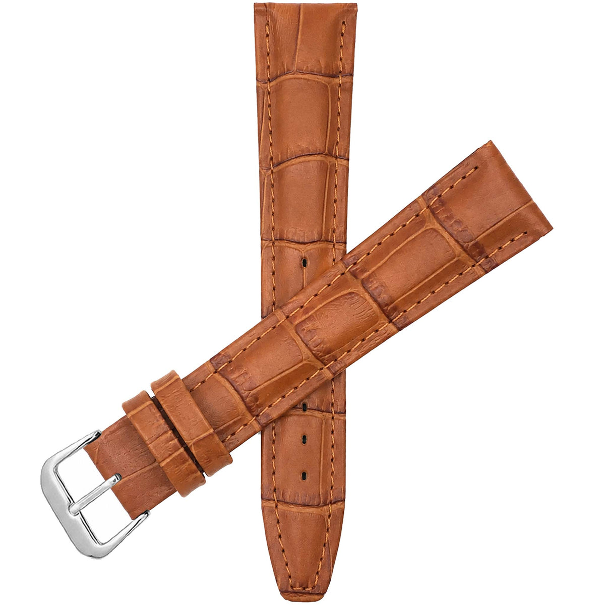 Bandini Extra Long (XL) Leather Watch Band, Alligator Pattern Strap - 12mm to 20mm