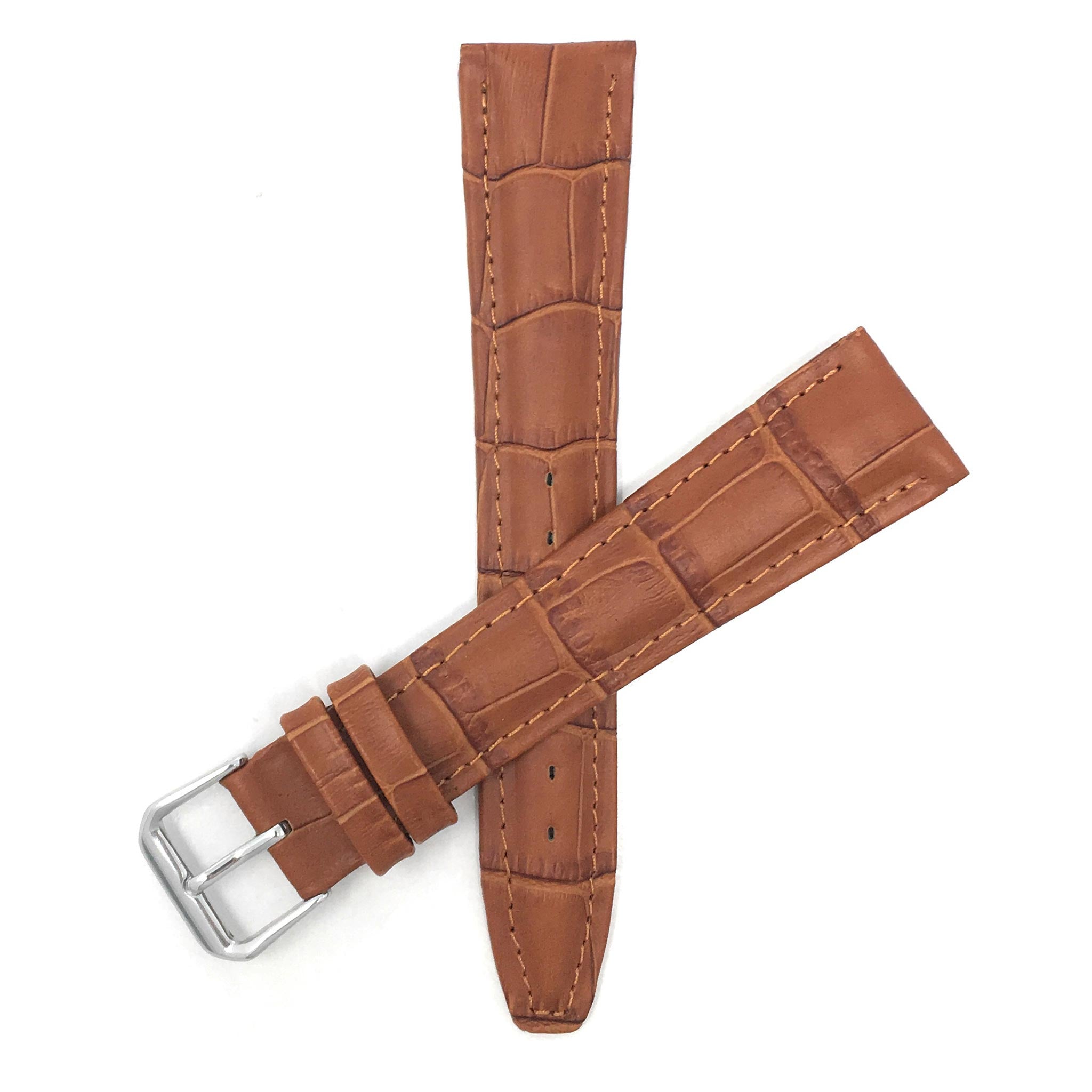 Bandini Extra Long (XL) Leather Watch Band, Alligator Pattern Strap - 12mm to 20mm