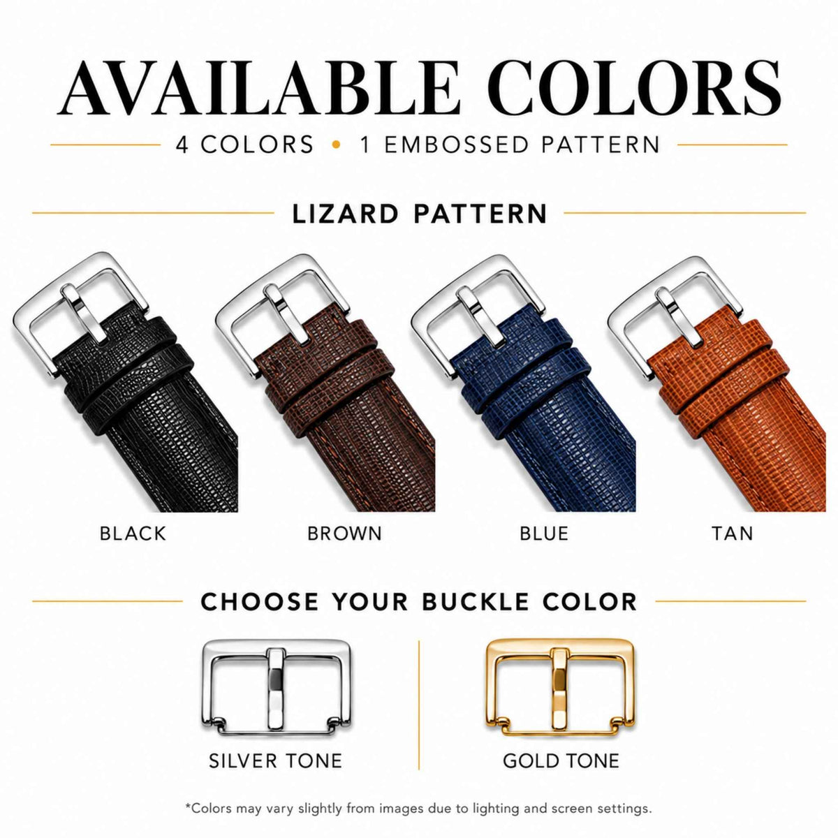 Bandini Leather Lizard Pattern Watch Band – 12mm 14mm 16mm 18mm 20mm