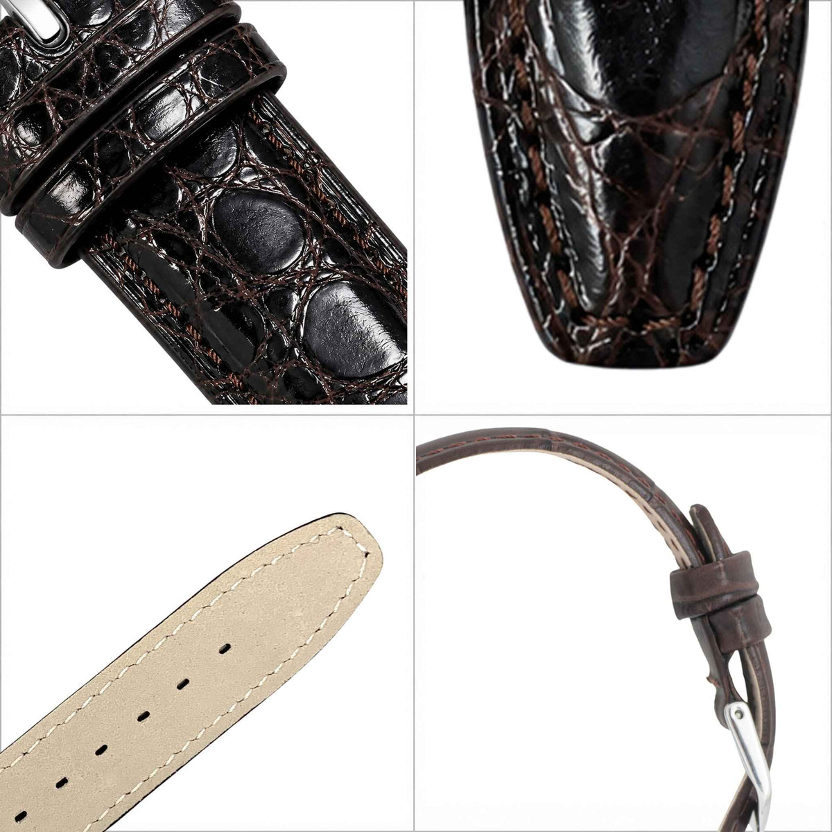 Bandini Leather Crocodile Pattern Watch Band – 12mm 14mm 16mm 18mm 20mm