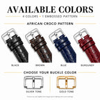 Bandini Leather Crocodile Pattern Watch Band – 12mm 14mm 16mm 18mm 20mm