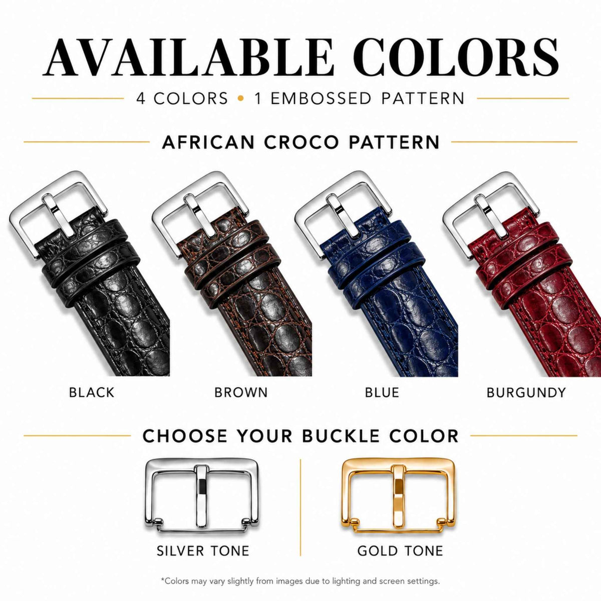 Bandini Leather Crocodile Pattern Watch Band – 12mm 14mm 16mm 18mm 20mm