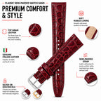 Bandini Leather Crocodile Pattern Watch Band – 12mm 14mm 16mm 18mm 20mm