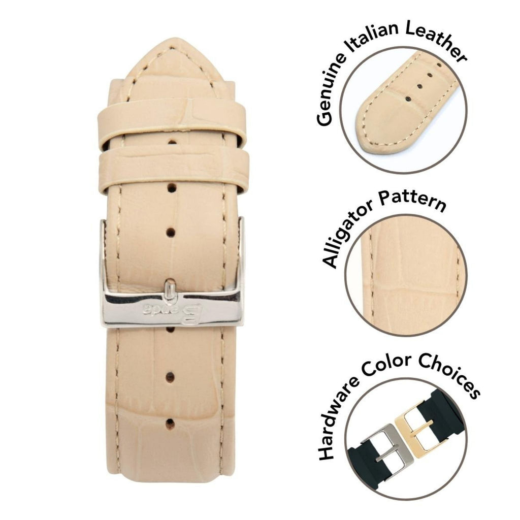 Bandini Leather Alligator Pattern Watch Band – 12mm to 22mm - Unisex
