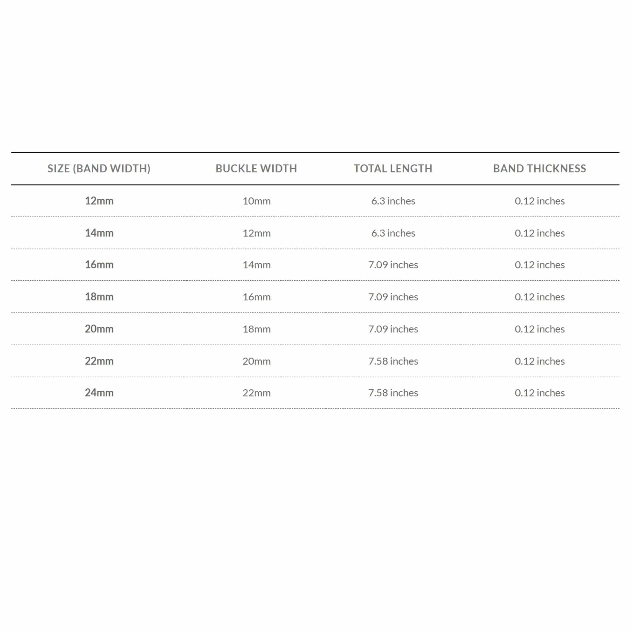 Bandini Leather Classic Watch Band, 12mm 14mm 16mm 18mm 20mm 22mm 24mm