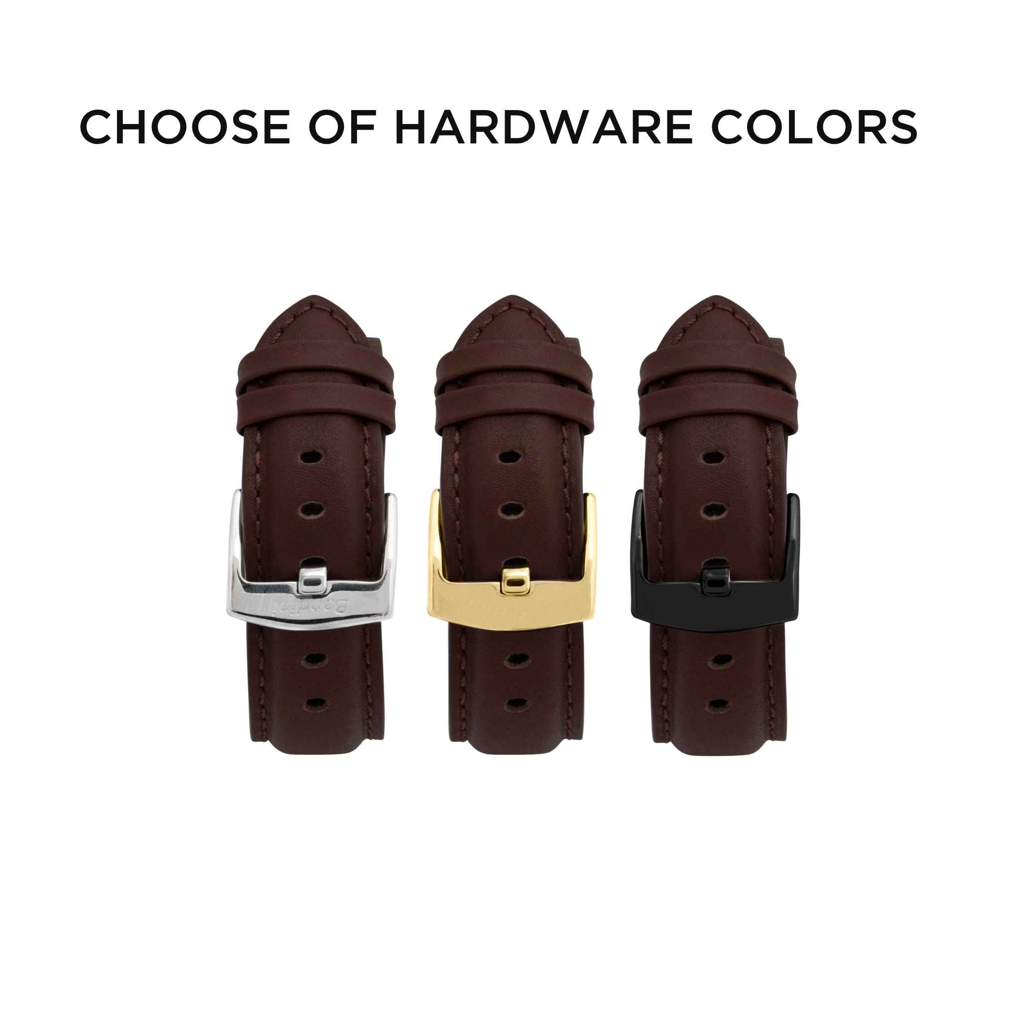 Bandini Mens Classic Padded Leather Watch Band for Apple Watch