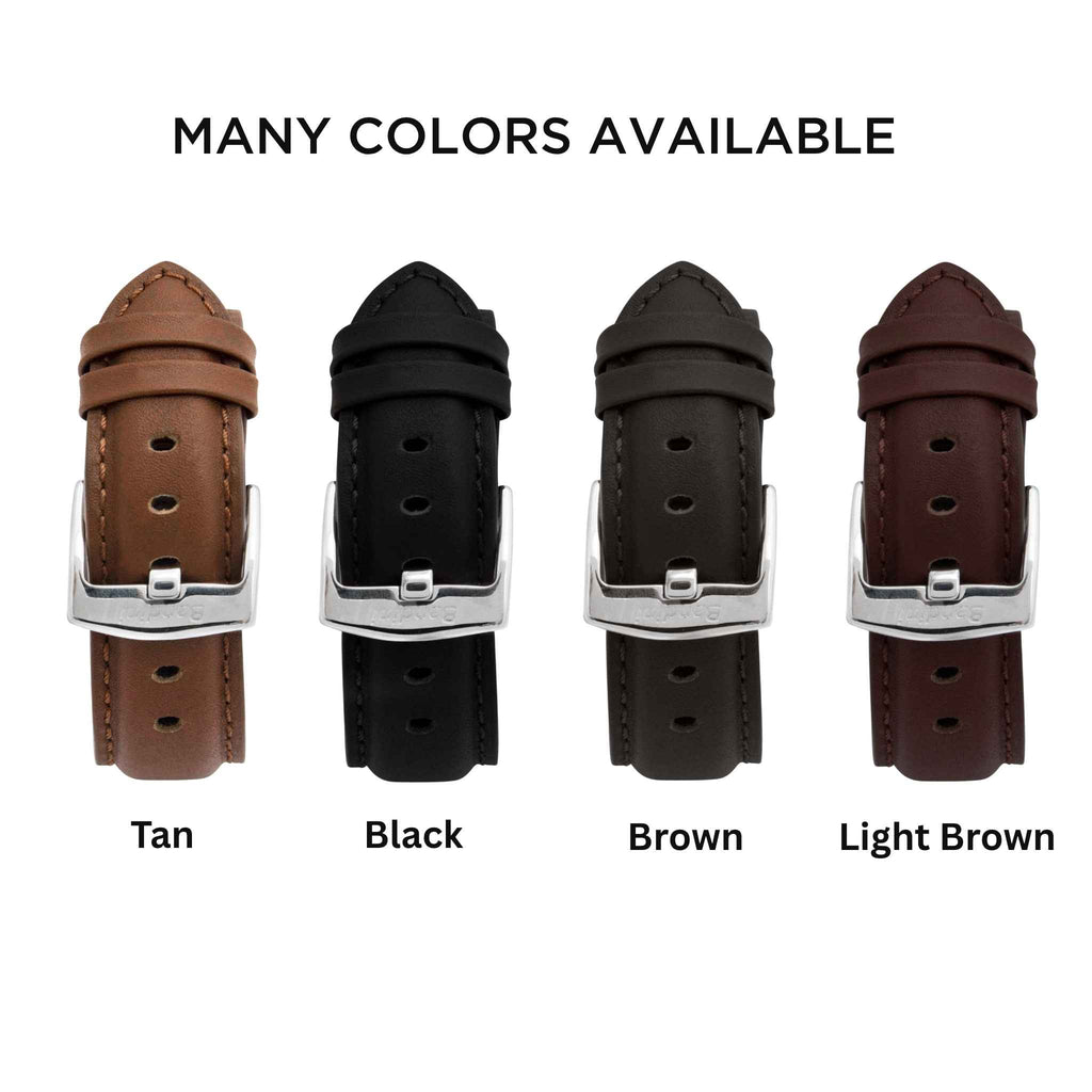 Bandini Mens Classic Padded Leather Watch Band for Apple Watch