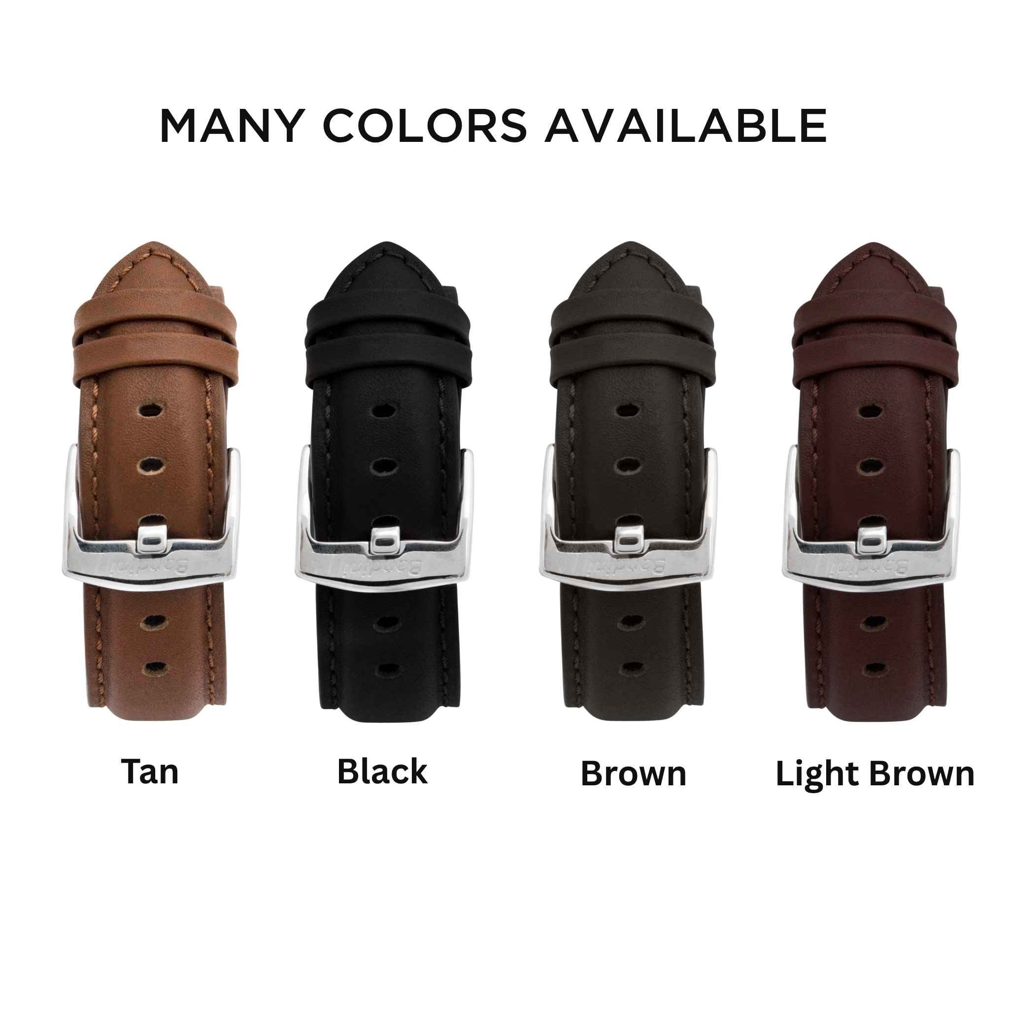 Bandini Mens Classic Padded Leather Watch Band for Apple Watch