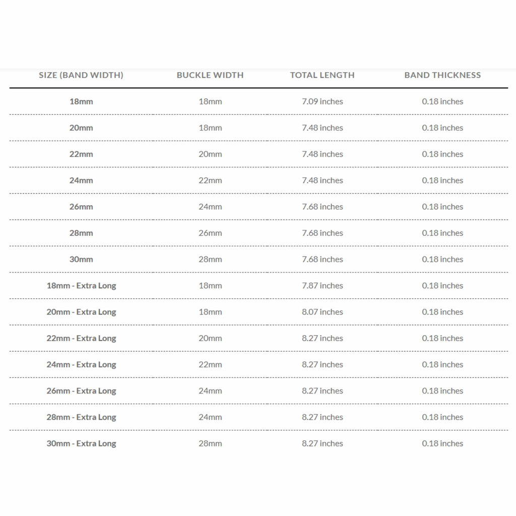 Bandini Mens Leather Watch Band, Stitching, Padded, Standard & Extra Long (XL) - 18mm to 30mm