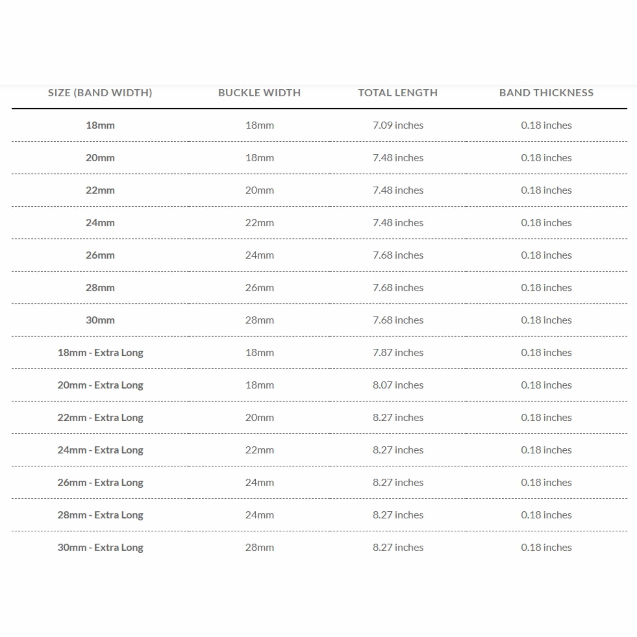 Bandini Mens Leather Watch Band, Stitching, Padded, Standard & Extra Long (XL) - 18mm to 30mm