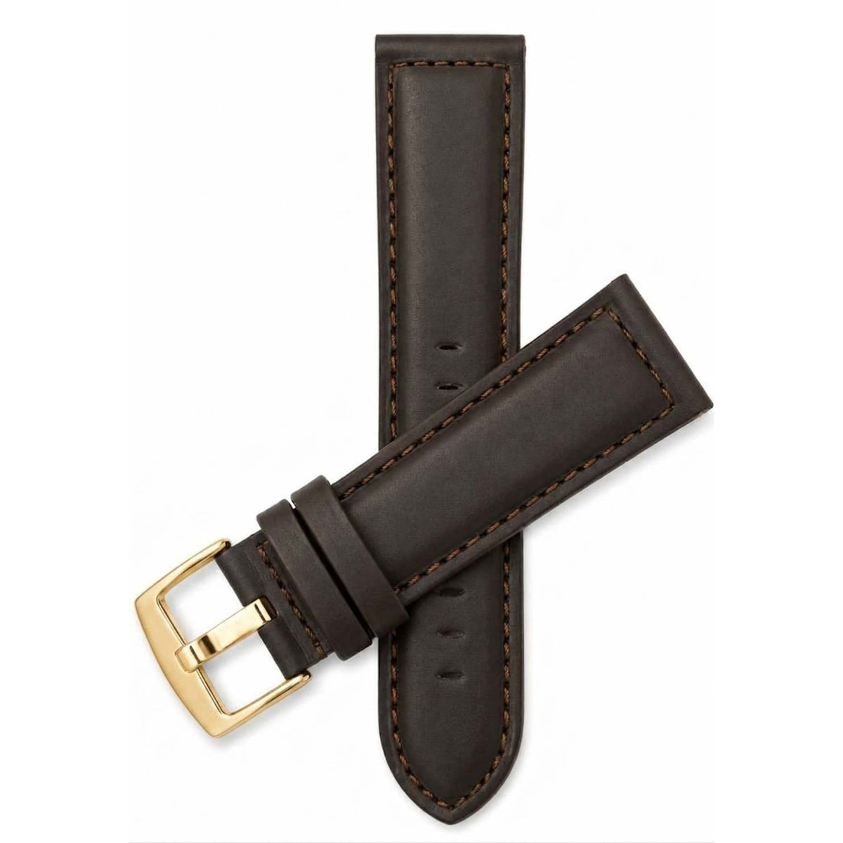 Bandini Mens Leather Watch Band, Stitching, Padded, Standard & Extra Long (XL) - 18mm to 30mm