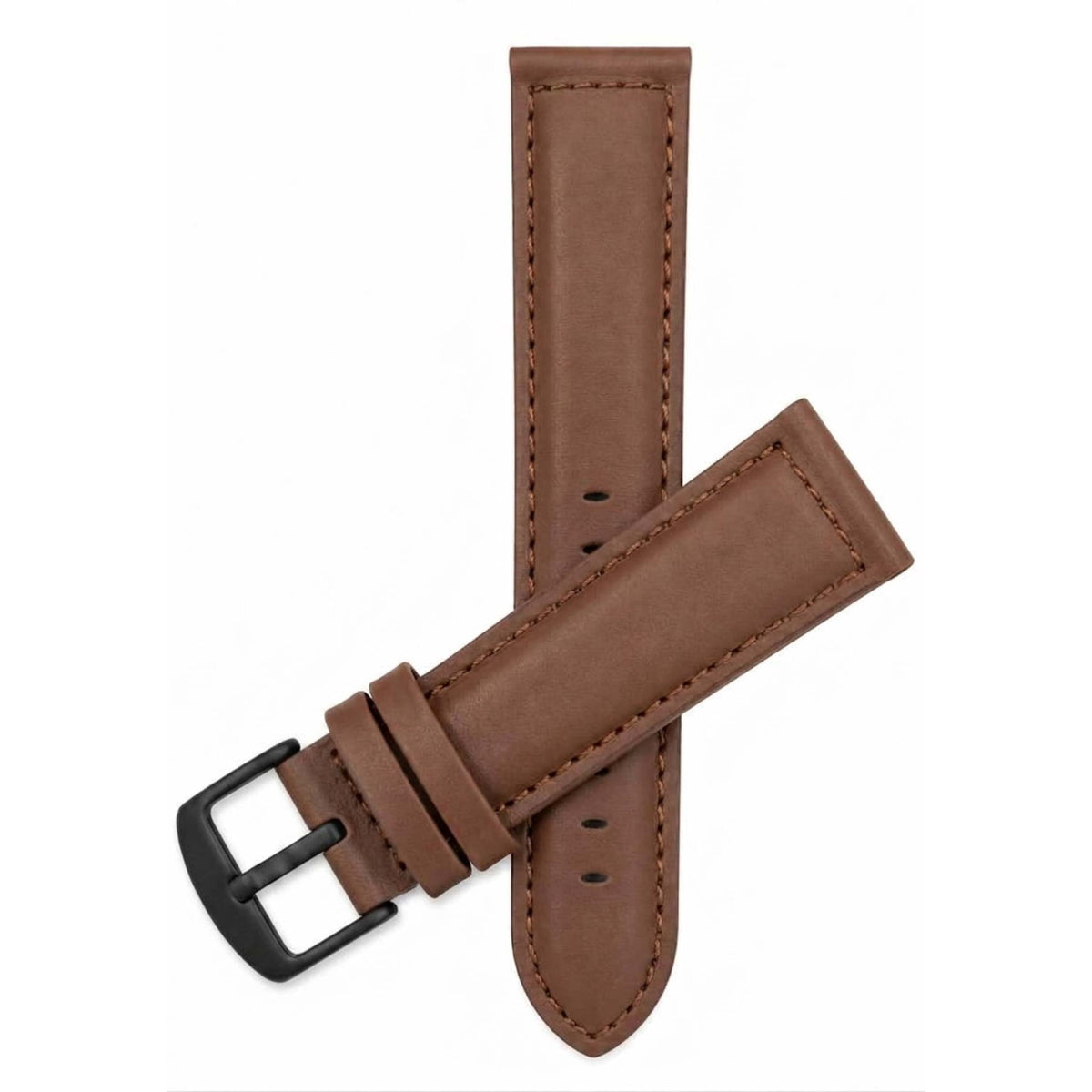 Bandini Mens Leather Watch Band, Stitching, Padded, Standard & Extra Long (XL) - 18mm to 30mm