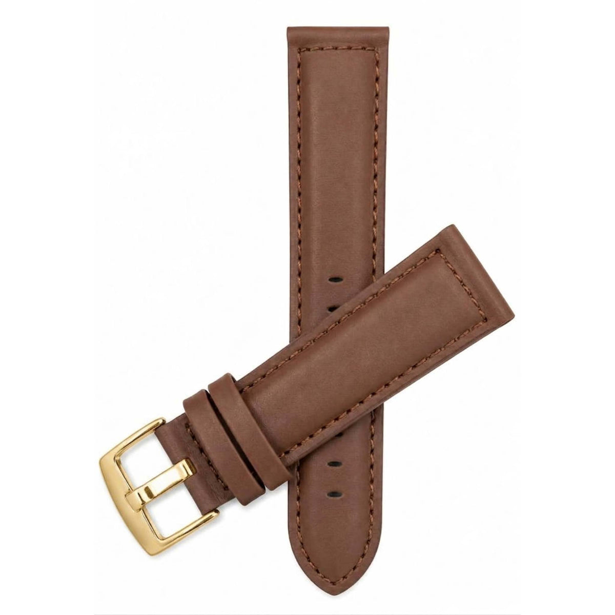 Bandini Mens Leather Watch Band, Stitching, Padded, Standard & Extra Long (XL) - 18mm to 30mm