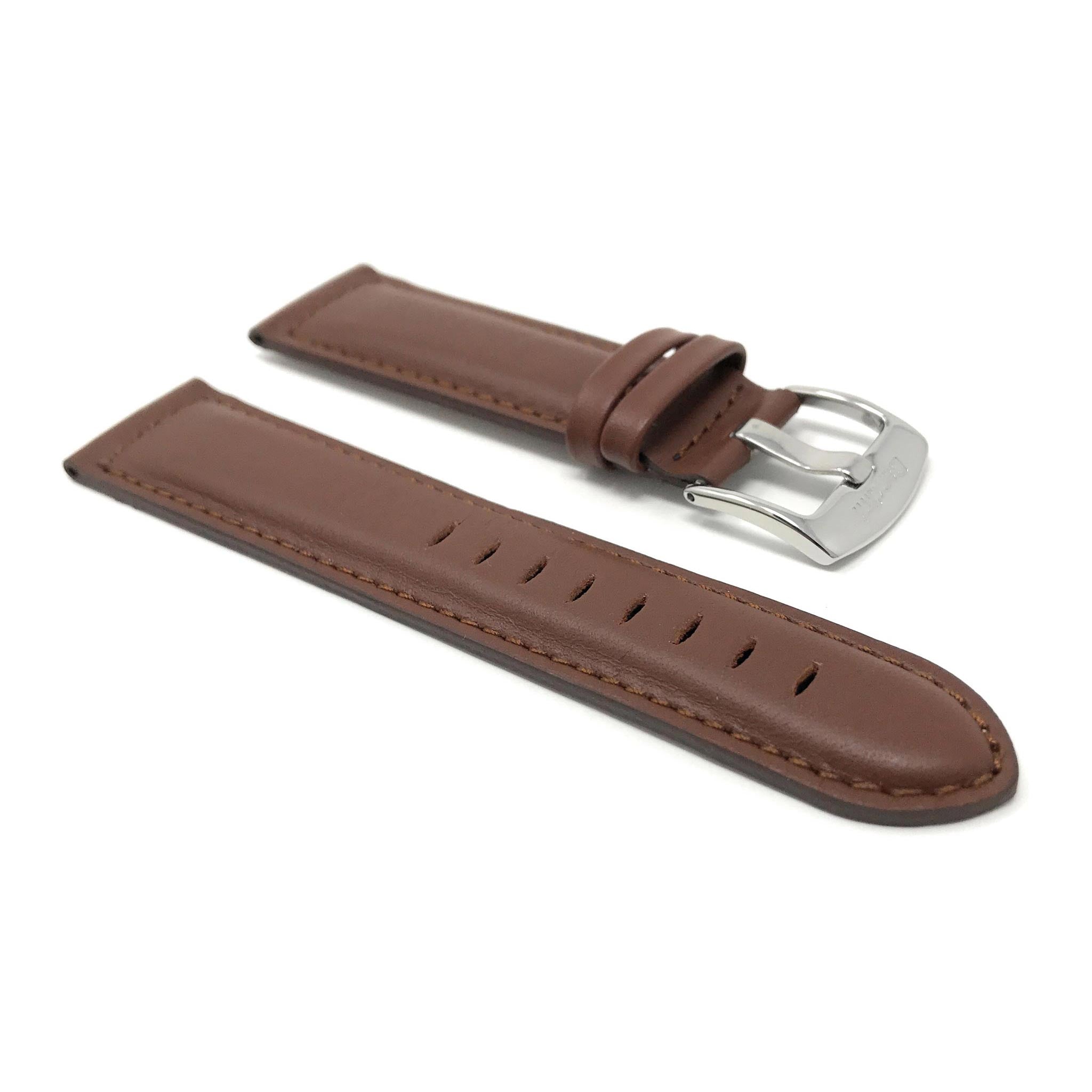 Bandini Mens Leather Watch Band, Stitching, Padded, Standard & Extra Long (XL) - 18mm to 30mm
