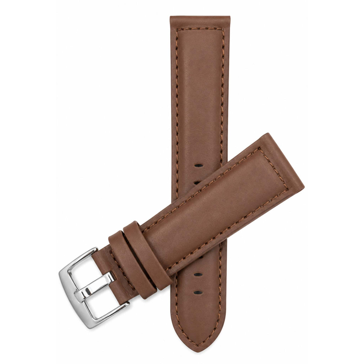 Bandini Mens Leather Watch Band, Stitching, Padded, Standard & Extra Long (XL) - 18mm to 30mm
