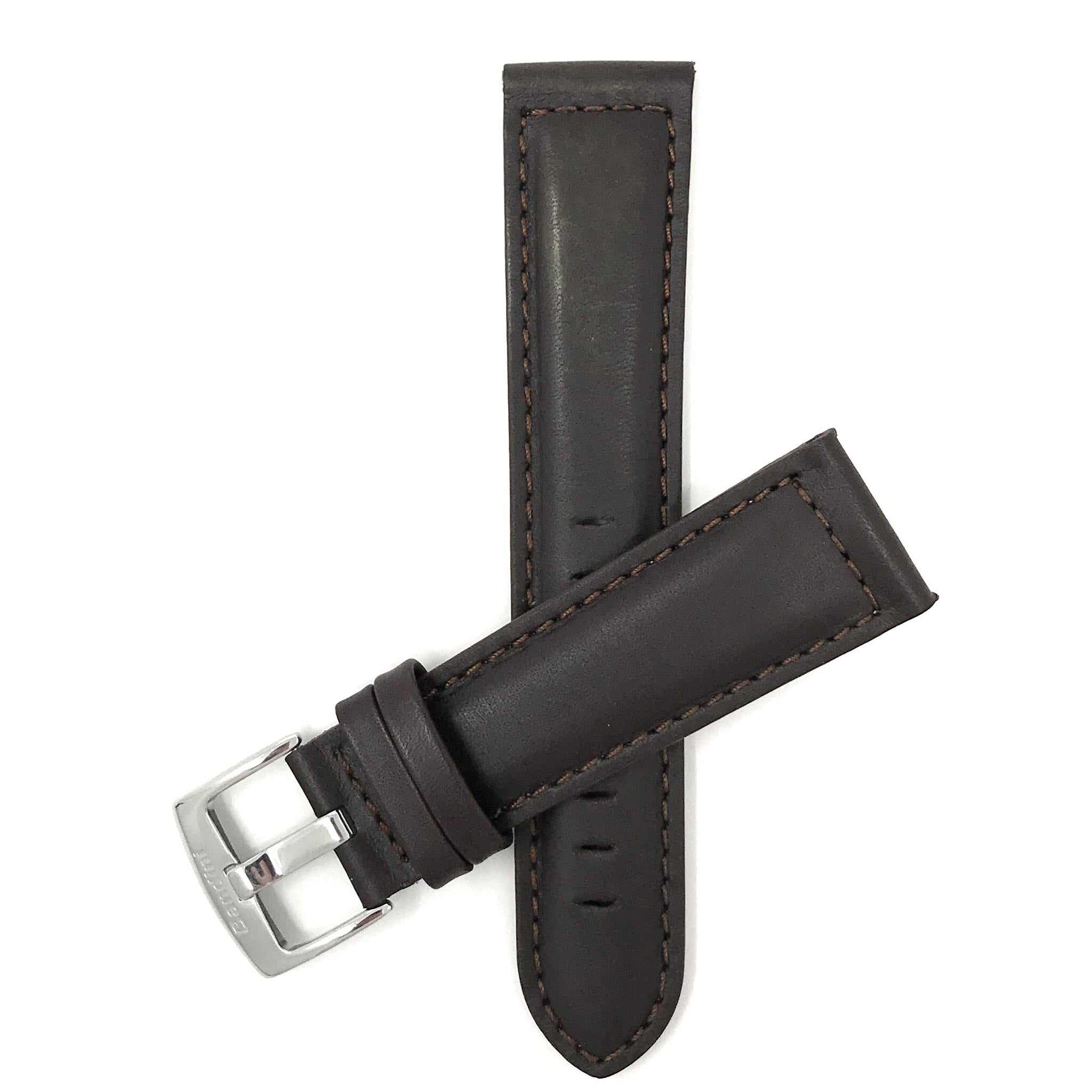 Bandini Mens Leather Watch Band, Stitching, Padded, Standard & Extra Long (XL) - 18mm to 30mm